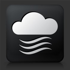 Black Square Button with Clounds and Wind
