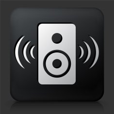 Black Square Button with Speakers Icon N4
