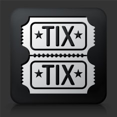 Black Square Button with Movie Tickets