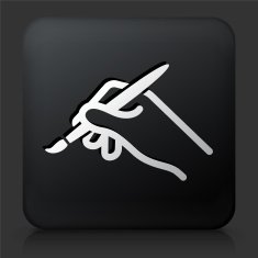 Black Square Button with Brush Icon N3