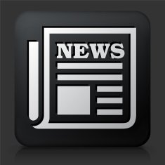 Black Square Button with News Paper Icon