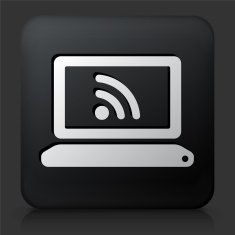 Black Square Button with Computer Icon N3