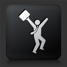Black Square Button with Job Success Icon