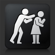 Black Square Button with Relationship Problems Icon N8