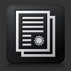 Black Square Button with Certificate Icon N2