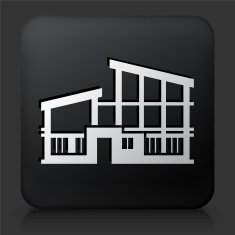 Black Square Button with Building Icon N51