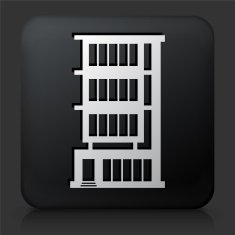 Black Square Button with Building Icon N52