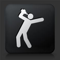 Black Square Button with Drinking Icon N8
