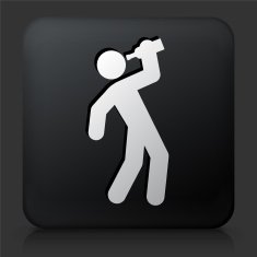 Black Square Button with Drinking Icon N9