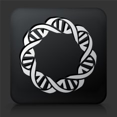 Black Square Button with DNA Icon N3