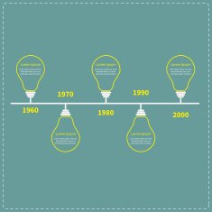 Timeline Infographic with yellow light idea bulb text Template Flat