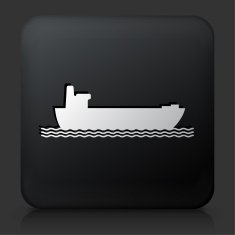 Black Square Button with Freight Ship Icon