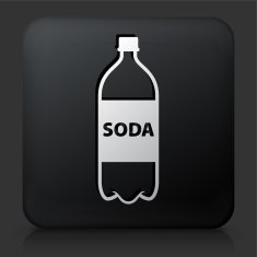 Black Square Button with Soda Bottle Icon