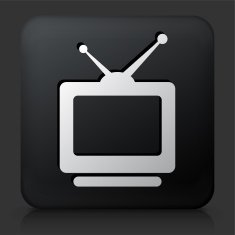 Black Square Button with Television Icon N17