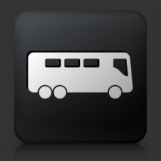 Black Square Button with Bus Icon N7