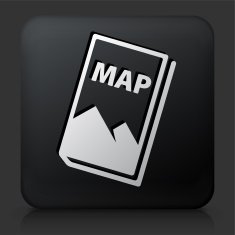 Black Square Button with Map Icon N2