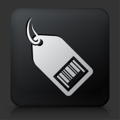 Black Square Button with Shopping Tag Icon