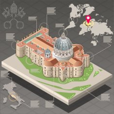 Isometric Infographic of Saint Peter Vatican