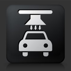 Black Square Button with Car Wash Icon N8