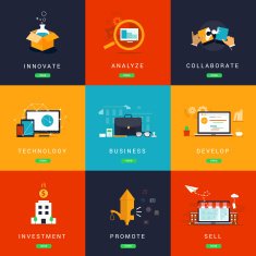 Flat Designed Business Concepts for Innovation