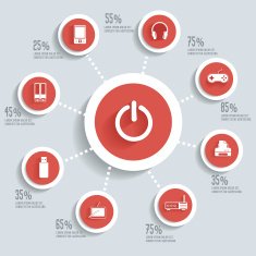 Media and technology info graphic design red version clean vector