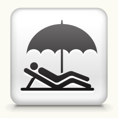 White Square Button with Relaxing Stick Figure