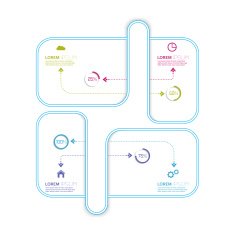 Flat display with crossed and dotted curved path intersecting re N2