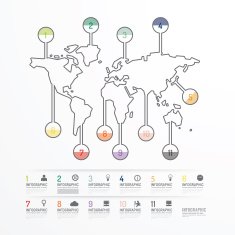 world business diagram line style template N4