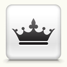 White Square Button With Crown Silhouette Icon