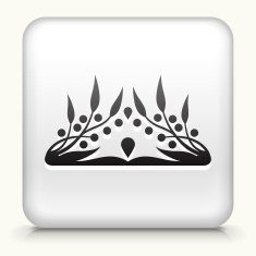 White Square Button with Crown Icon N5