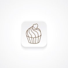 Modern Flat Rounded Square icon With Shadow And Cupcake N9