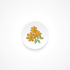 Modern Flat Round icon With Shadow And Yellow Daisies