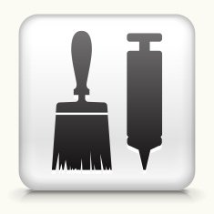 Square Button with Brush & Glue Gun