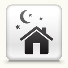 Square Button with Home at Night interface icon
