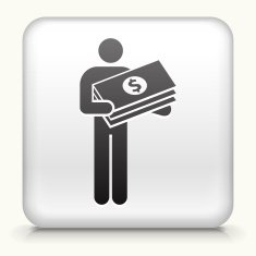 Square Button with Holding Big Bucks interface icon N2