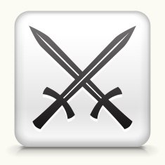 Square Button with Two Crossed Swords