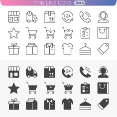 Shopping and money line icon set