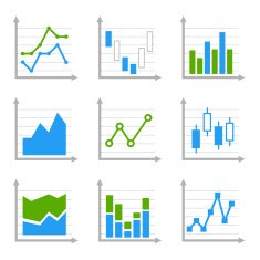 Business Infographic Colorful Charts and Diagrams Blue ang Green Set N2