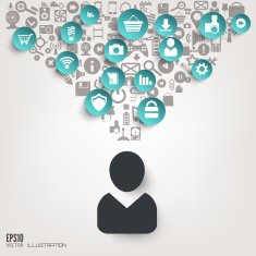 Flat abstract background with web icons Interface symbols Cloud computing N69