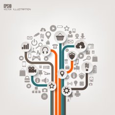 Icon tree Flat abstract background with web icons Interface symbols N5