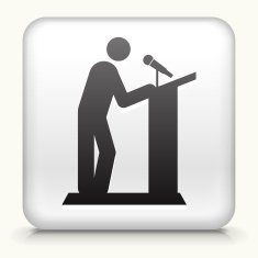 Square Button with Speaker on Podium
