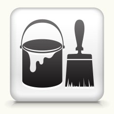 Square Button with Paint Bucket & Brush