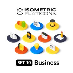 Isometric flat icons set 10