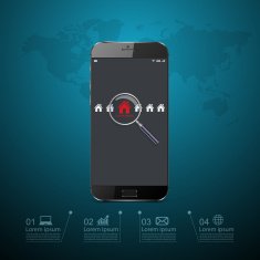 Searching for house of home on smartphone vector