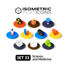 Isometric flat icons set 33
