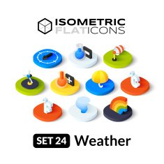 Isometric flat icons set 24