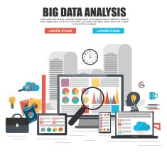 Flat design concept of business big data analysis