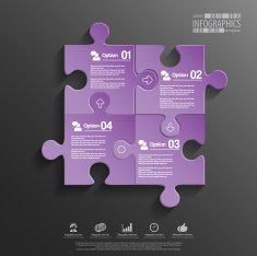 Abstract 3D puzzle infographic N45