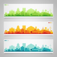 Small town and village silhouettes Multicolored collection N4