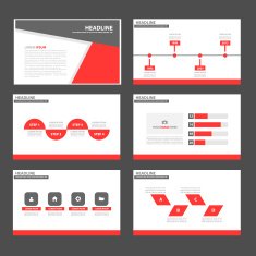 Black red presentation template Infographic elements flat design set
